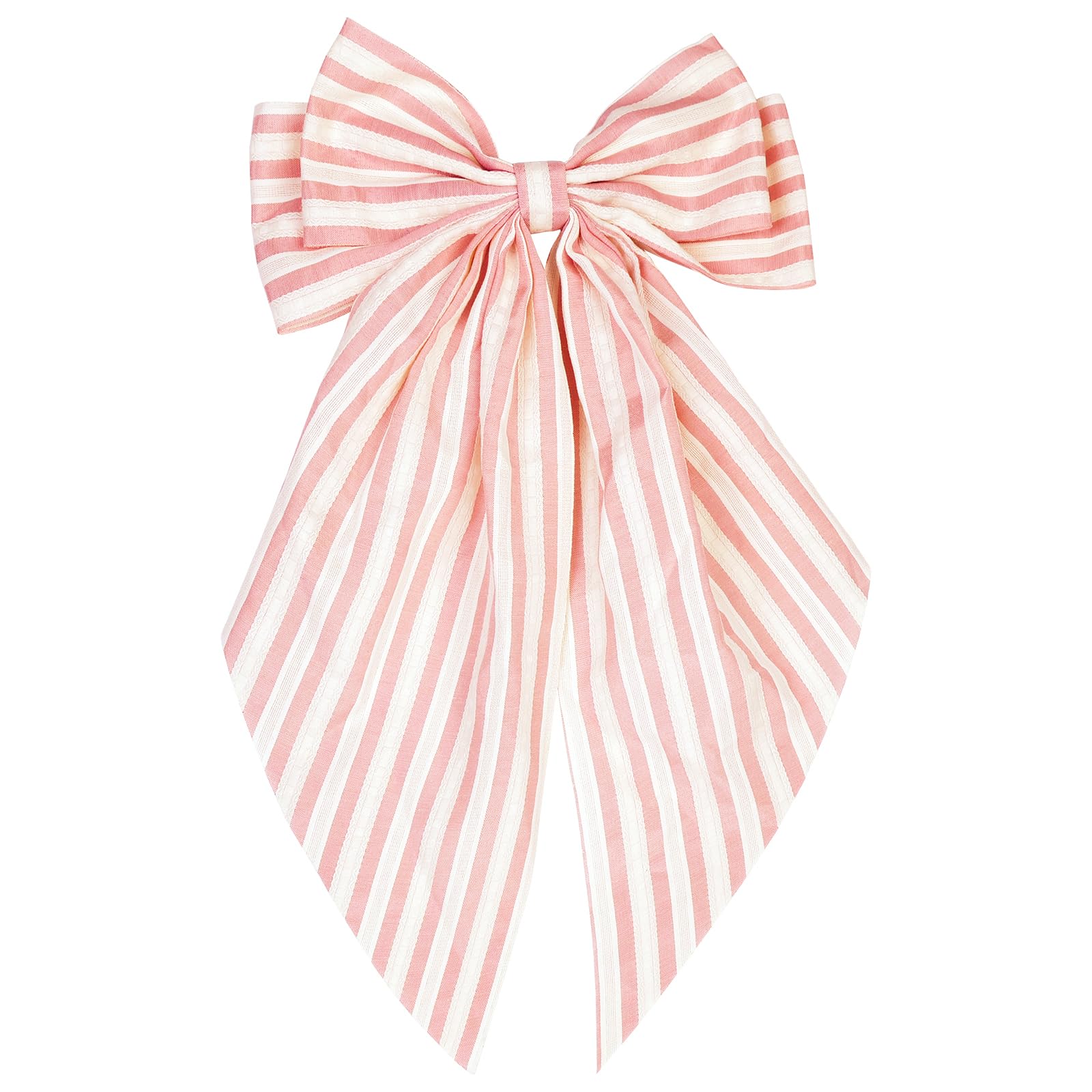JGQUR front view striped pink white bow showing elegant shape and polish
