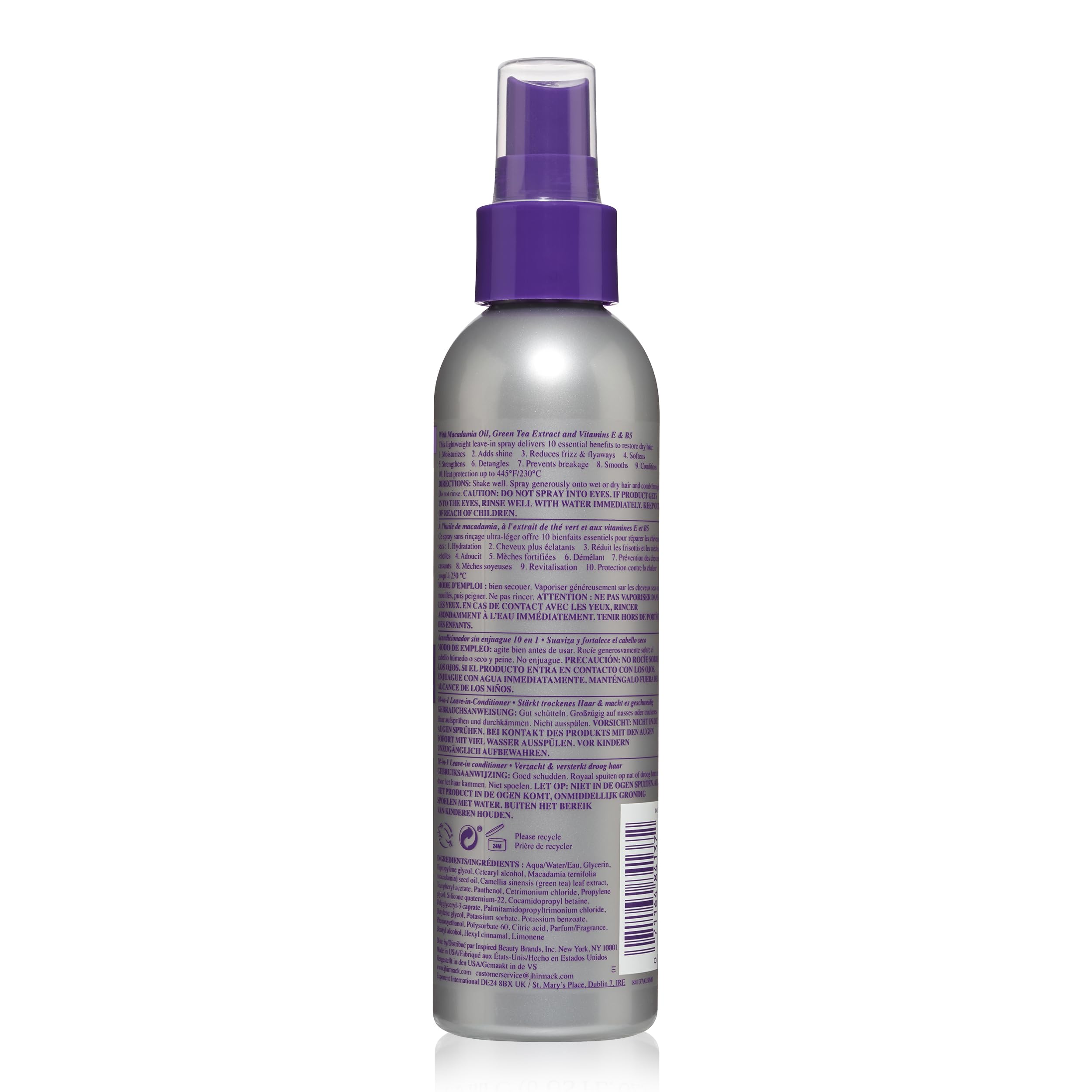 jhirmack bottle next to hairbrush showing travel-friendly size and convenience