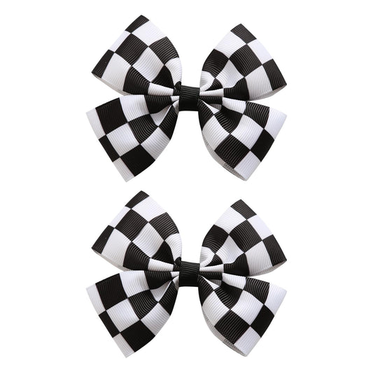 JiaDuo front view checkered bows showing bold racing style and instant visual impact