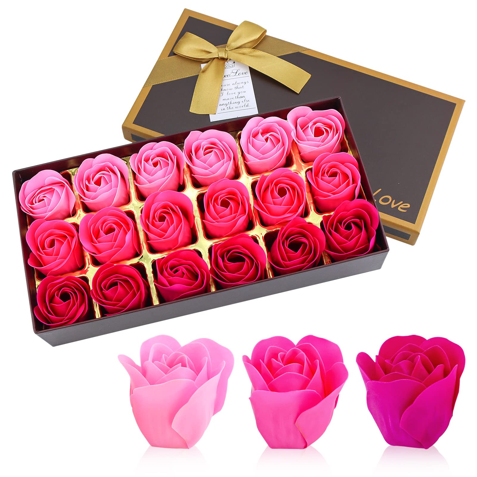 JIALEEY gift box of pink rose soap petals showing presentable display and convenience