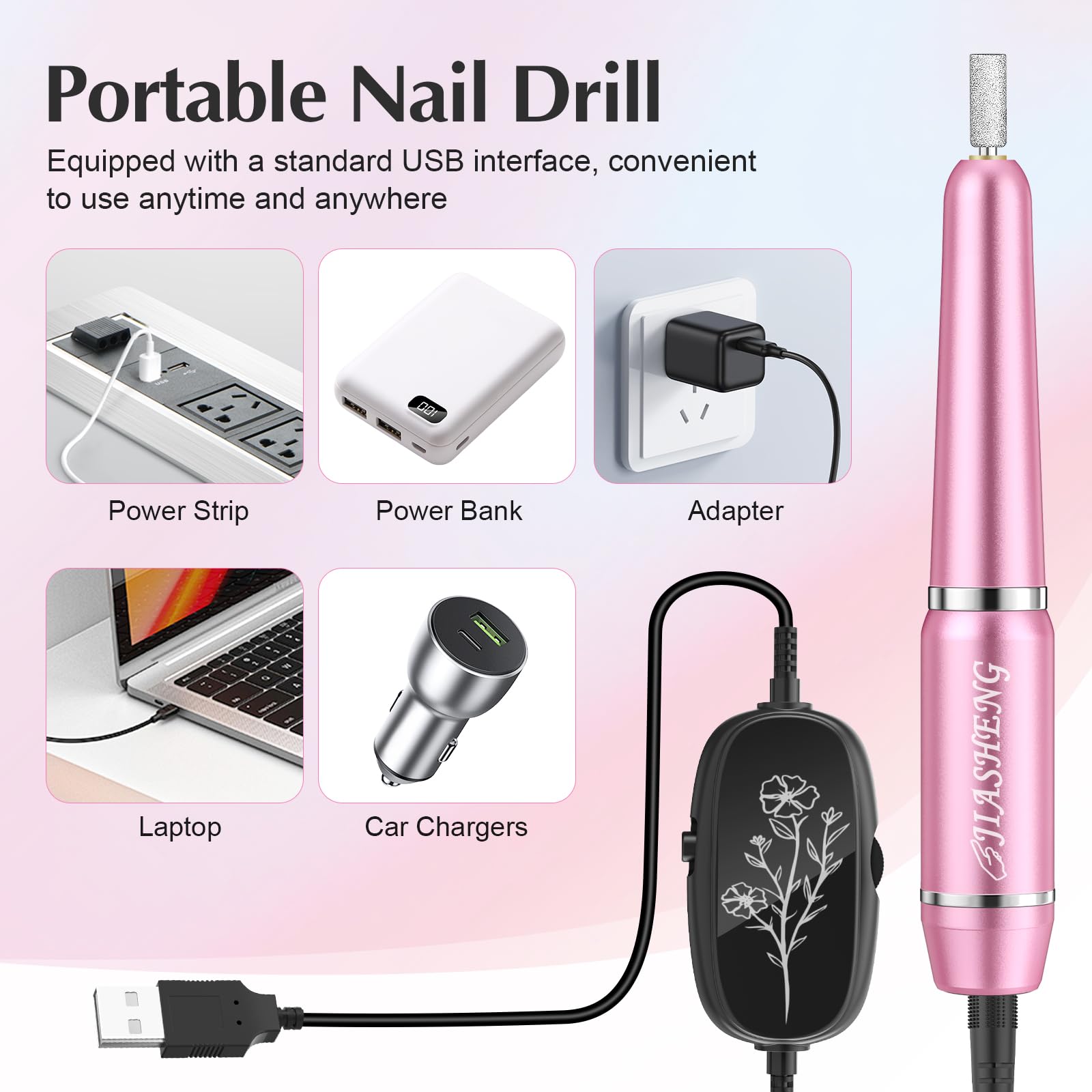 JIASHENG nail drill in use during manicure demonstrating precise control