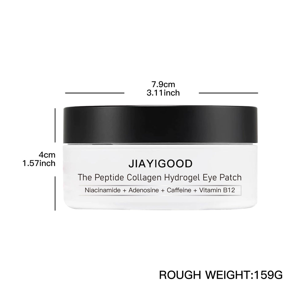JIAYIGOOD open jar revealing stacked hydrogel under-eye patches and easy access