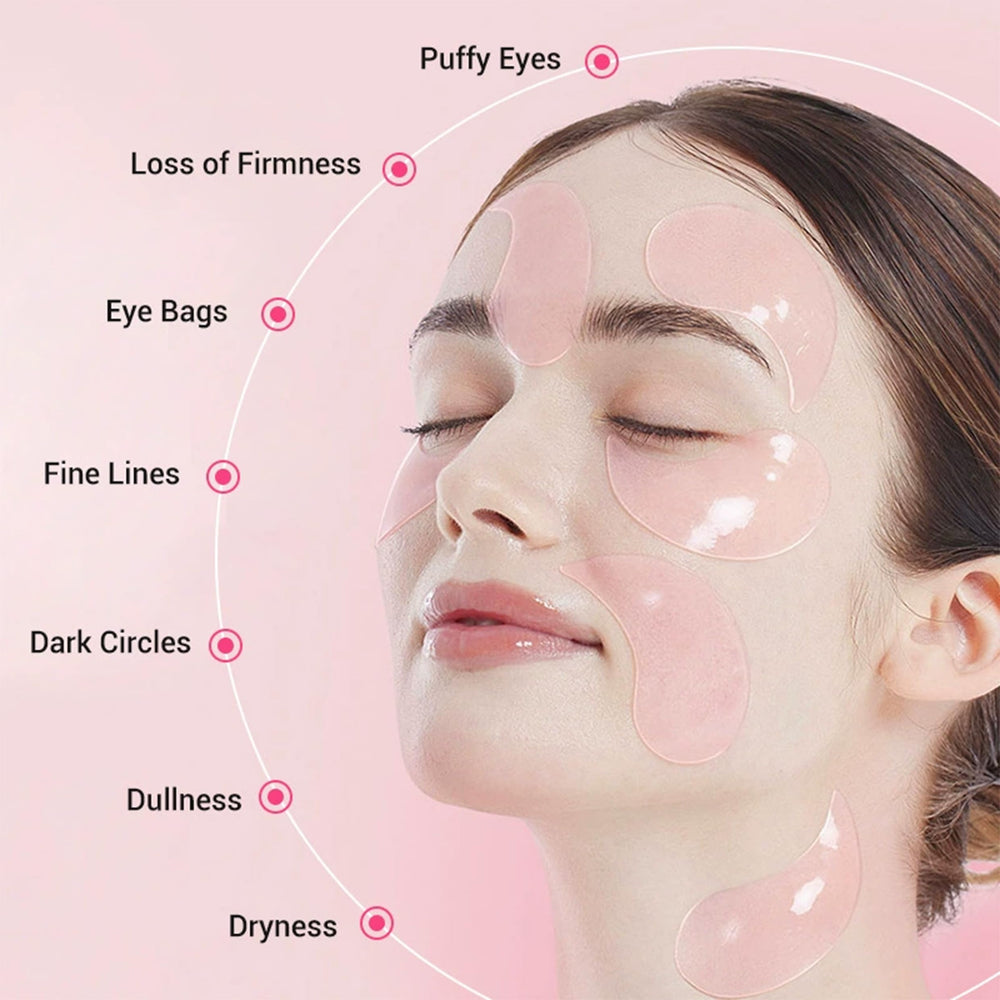 JIAYIGOOD model wearing patches demonstrating cooling fit and puffiness reduction