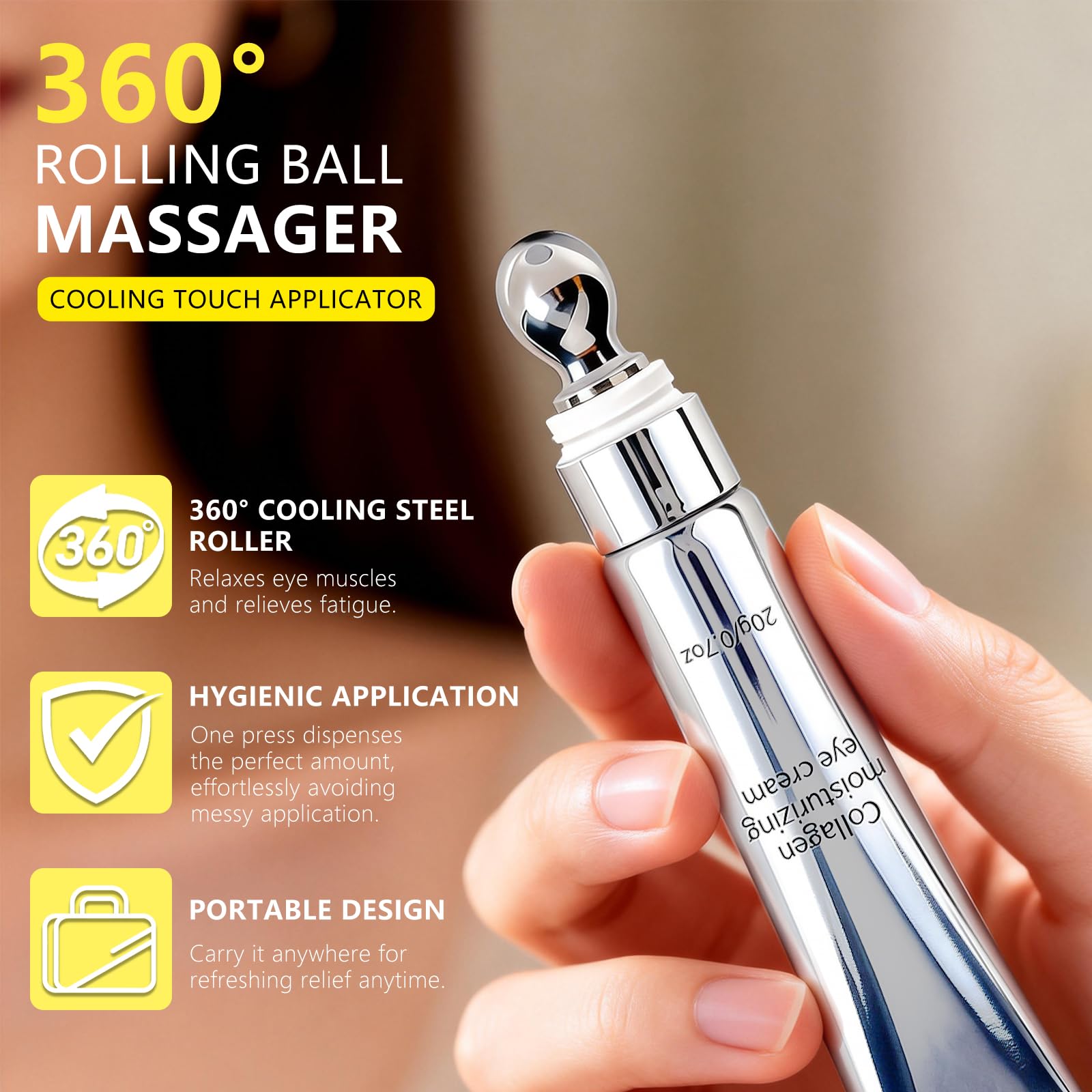JIAYIGOOD stainless steel rollerball close-up provides instant cooling