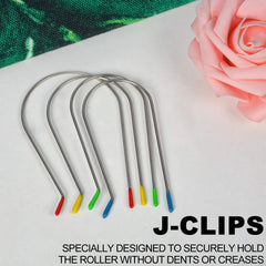 Jicoyin clips securing a jumbo hot roller in hair for reliable styling hold