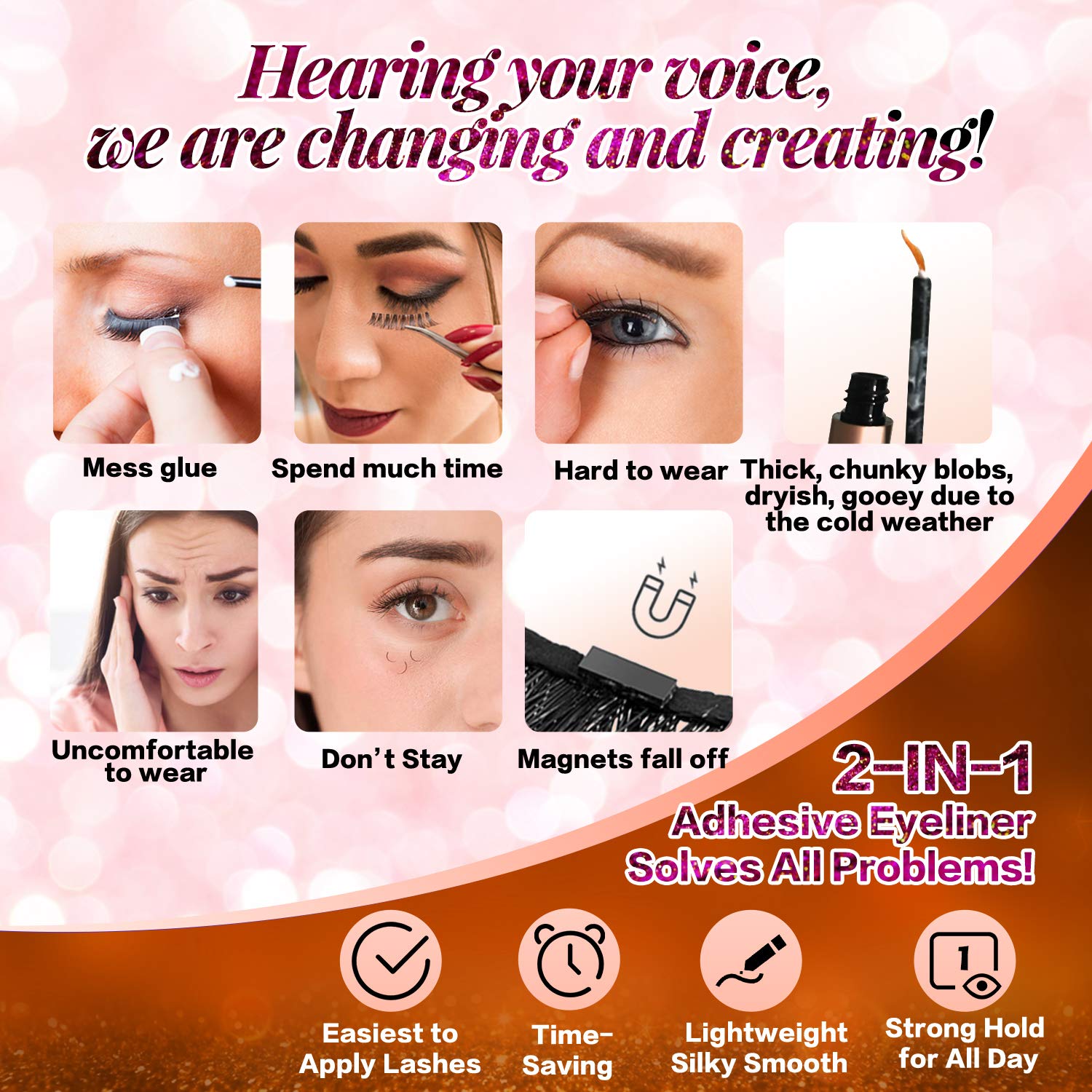 JIMIRE lifestyle vanity shot with lashes applied for confident everyday wear