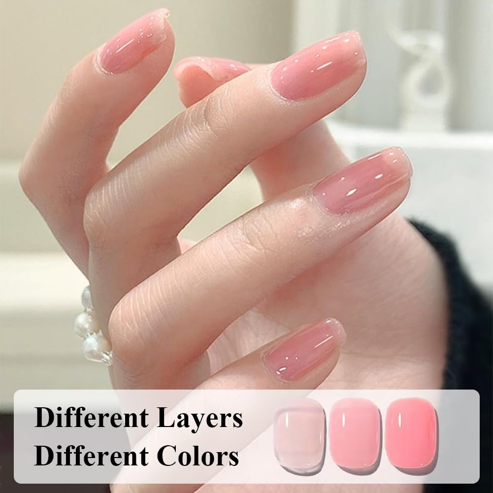 JimysCo COSMOO swatch on white tip illustrating sheer jelly translucence