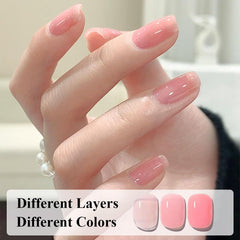 JimysCo COSMOO swatch on white tip illustrating sheer jelly translucence