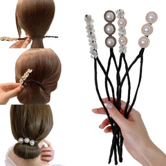 JINBUYAO front view of four braided hair clips showing decorative pearls and shells, adds instant polish