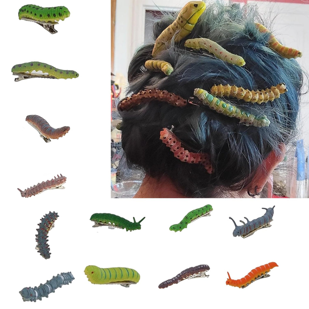JINBUYAO front view of 12-pack caterpillar clips showing colorful assortment and gifting appeal