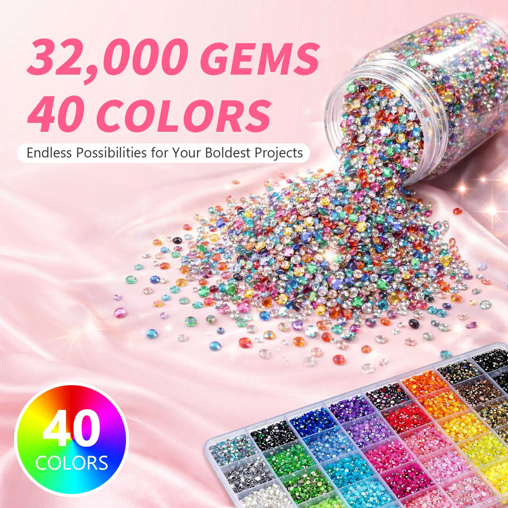 jintion color layout close-up of jelly-tone rhinestones for easy palette selection