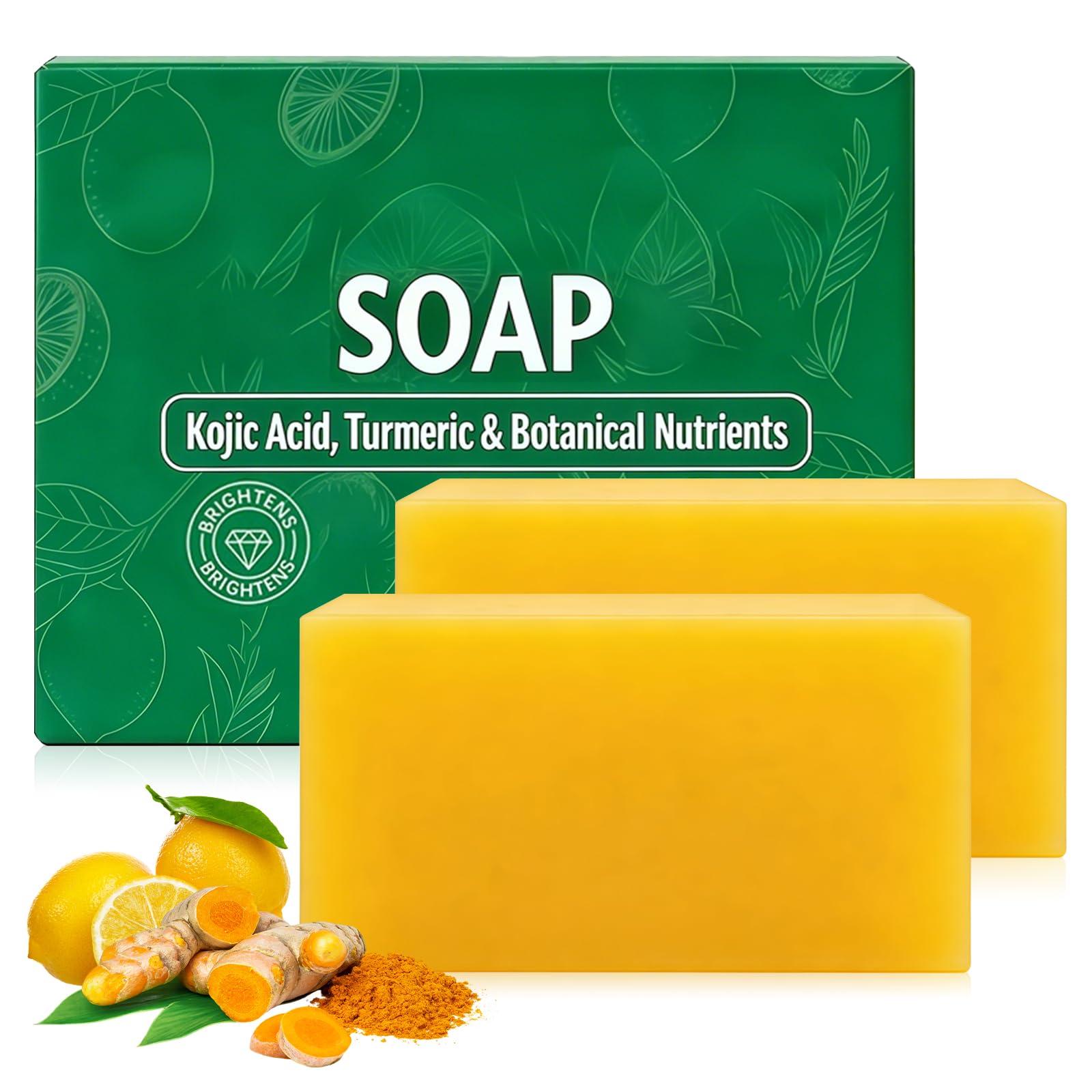 jioijioi front packaging showing two StemSoul turmeric lemon soap bars for easy identification and freshness