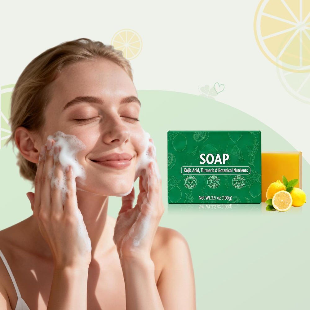 jioijioi StemSoul soap on bathroom shelf in lifestyle scene suggesting a refreshing daily skincare routine