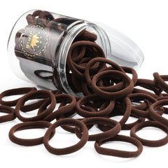 JIRIS clear jar pack showing fifty brown hair ties and neat storage benefit