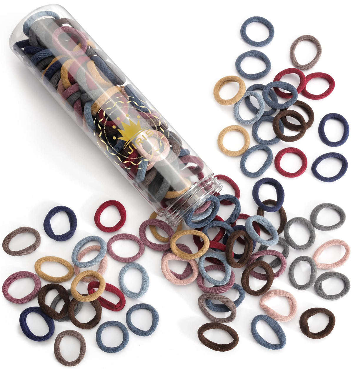 JIRIS front packaging showing 100 hair bands and colorful selection for convenience