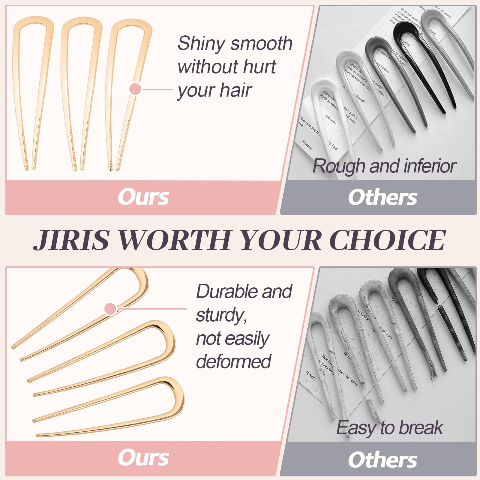 JIRIS pins holding a bun in place showing secure updo support benefit