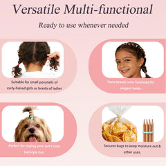 JIRIS band used in a child's hair showing gentle, non-pulling fastening