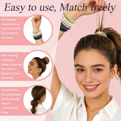 JIRIS scrunchie holding a high ponytail with minimal crease and frizz control