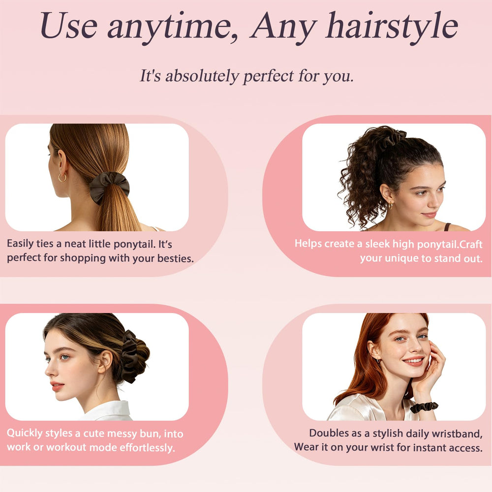 JIRIS scrunchie beside ruler to show size and suitable coverage for thick hair