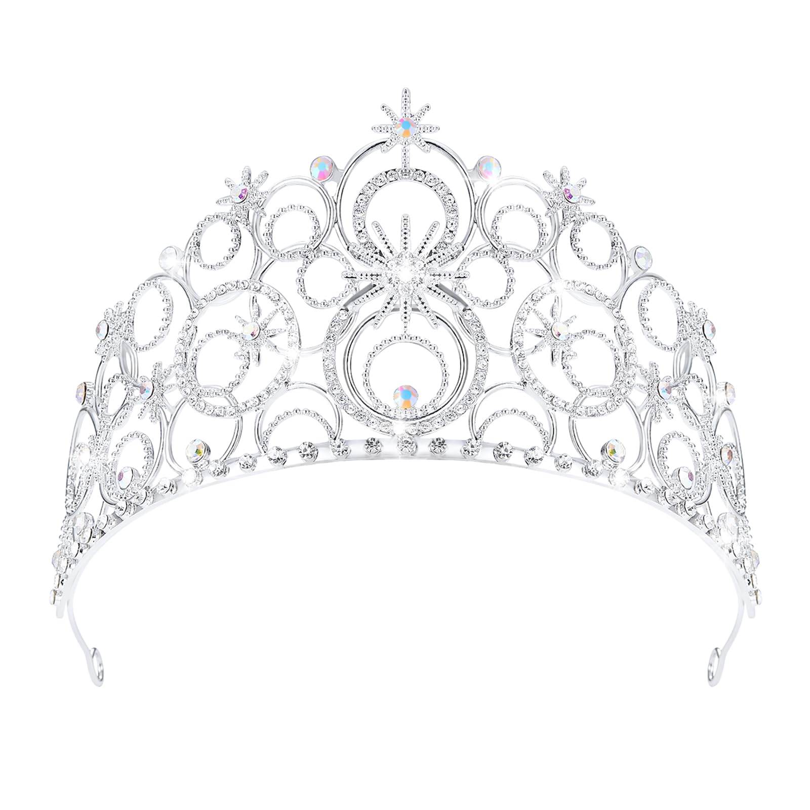 JITINX front view silver tiara showing elegant sparkle and regal look
