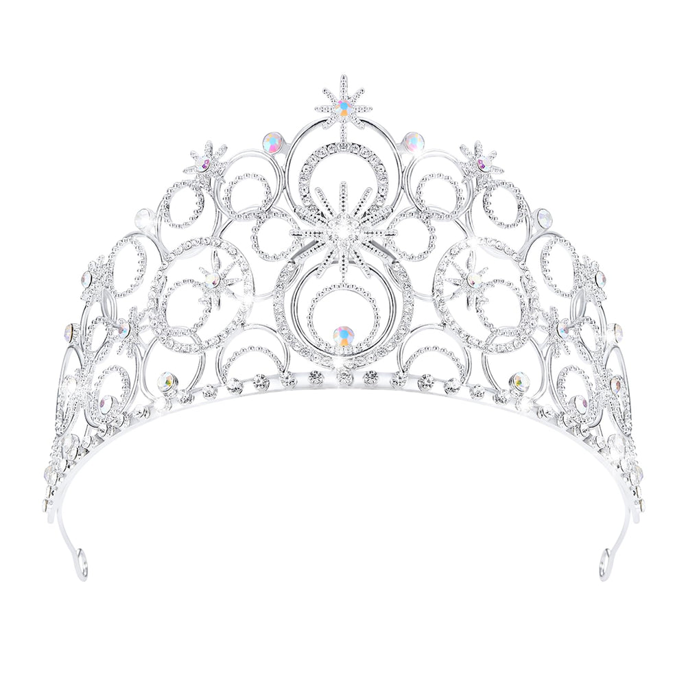 JITINX front view silver tiara showing elegant sparkle and regal look