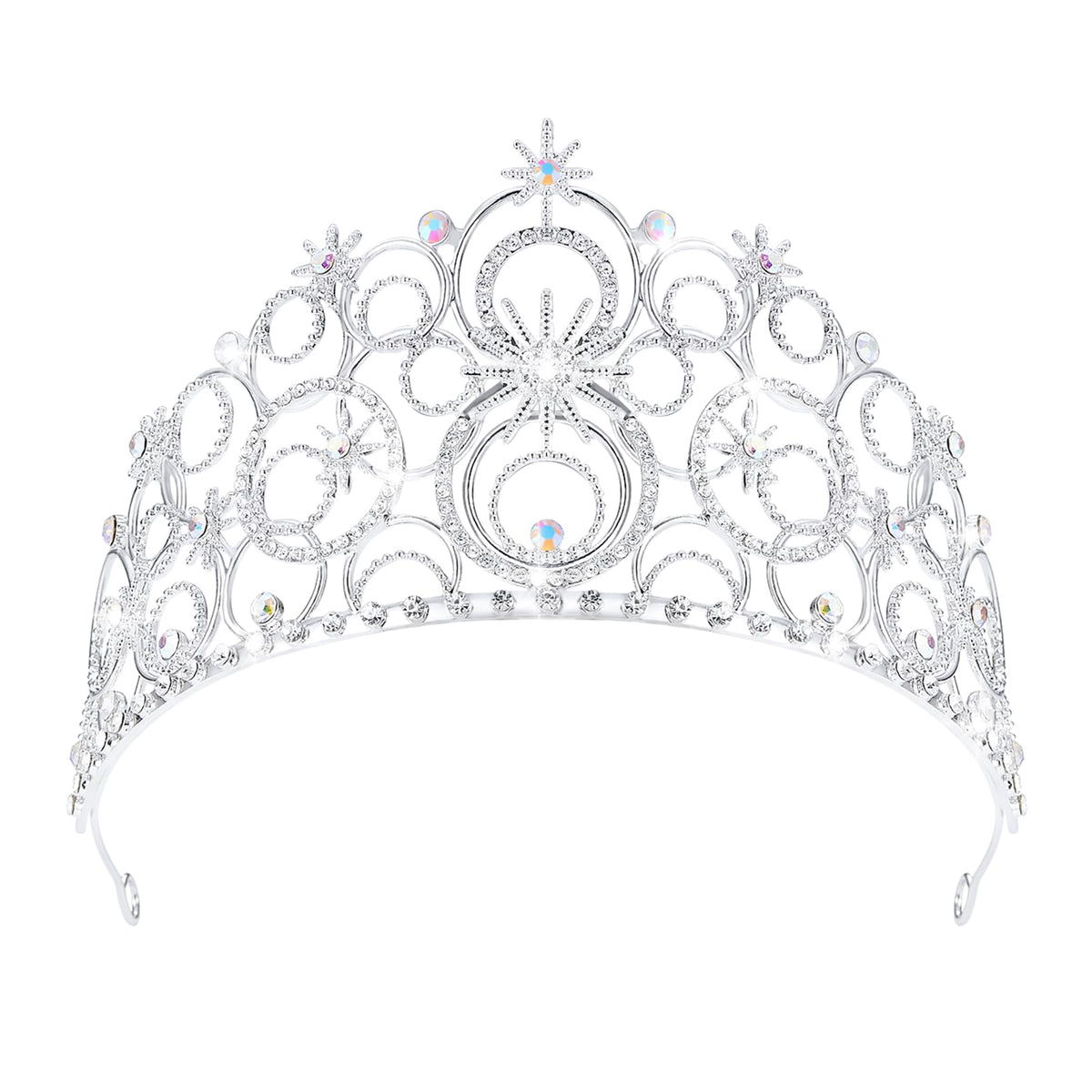 JITINX front view silver tiara showing elegant sparkle and regal look