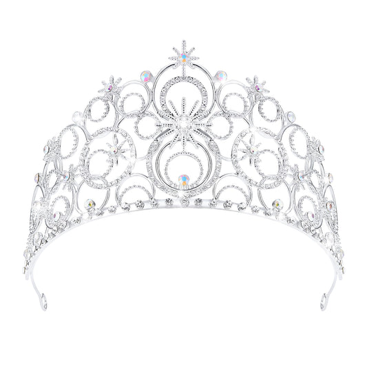 JITINX front view silver tiara showing elegant sparkle and regal look