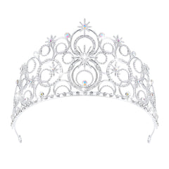 JITINX front view silver tiara showing elegant sparkle and regal look