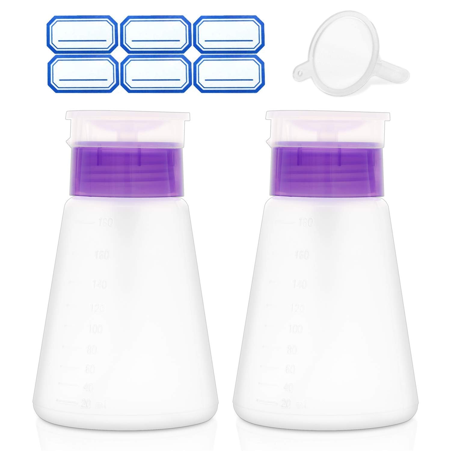 Jiulory front view of acetone-safe pump bottle showing durable build and capacity