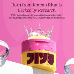 JIYU ingredients flatlay with hyaluronic acid visuals showing layered hydration technology