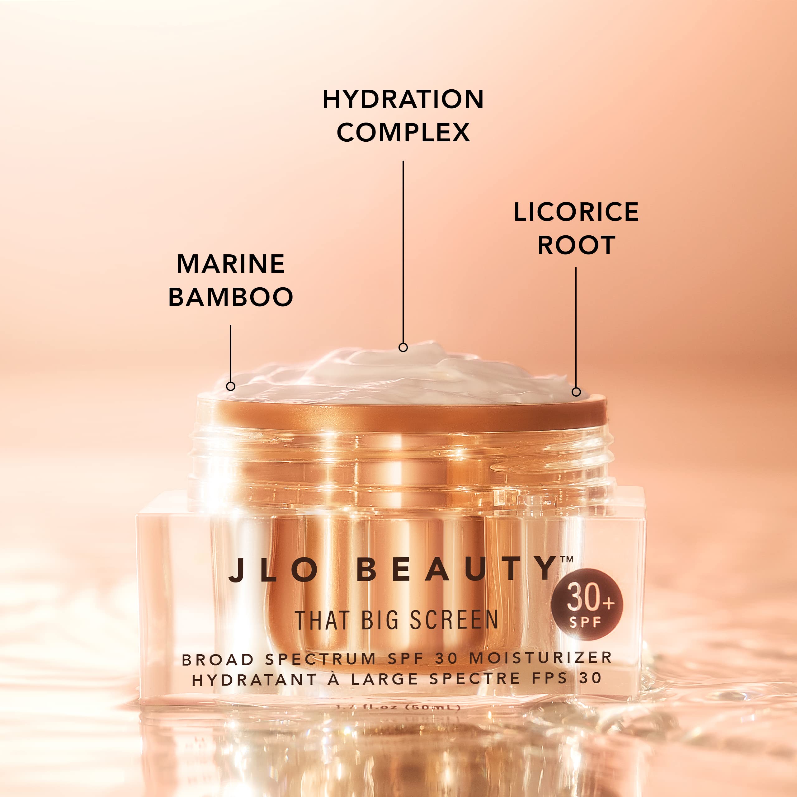 JLO BEAUTY applied to skin before and after for visible dewy finish