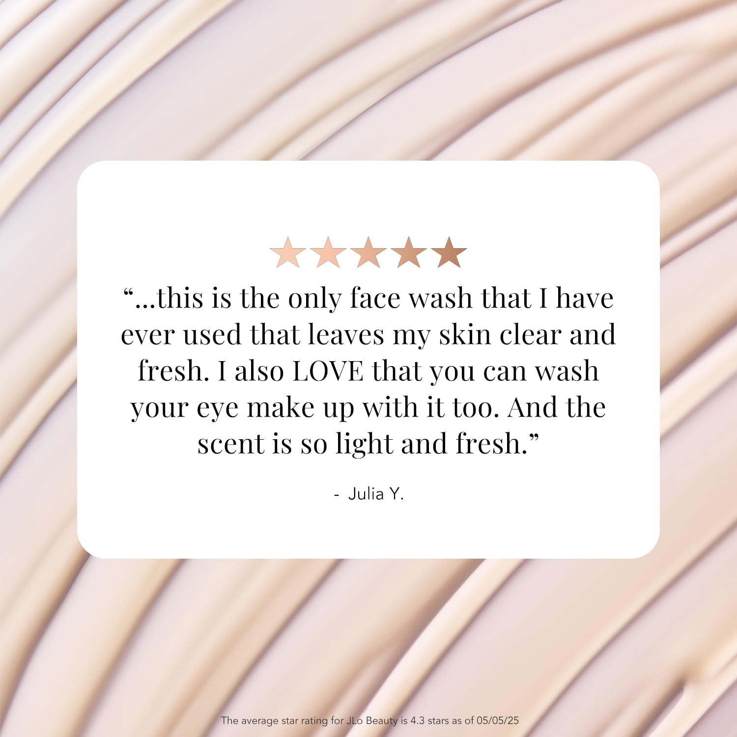 JLO BEAUTY olive complex ingredients displayed indicating nourishing hydration
