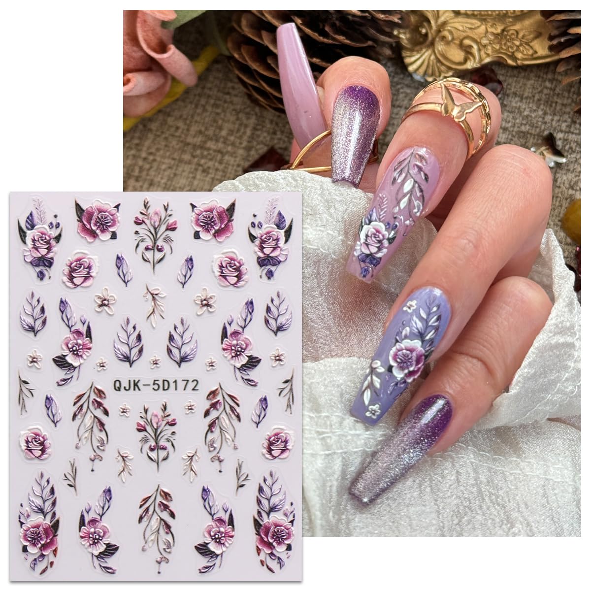 jmeowio 3d emboss detail highlighting textured petals for realistic nail dimension