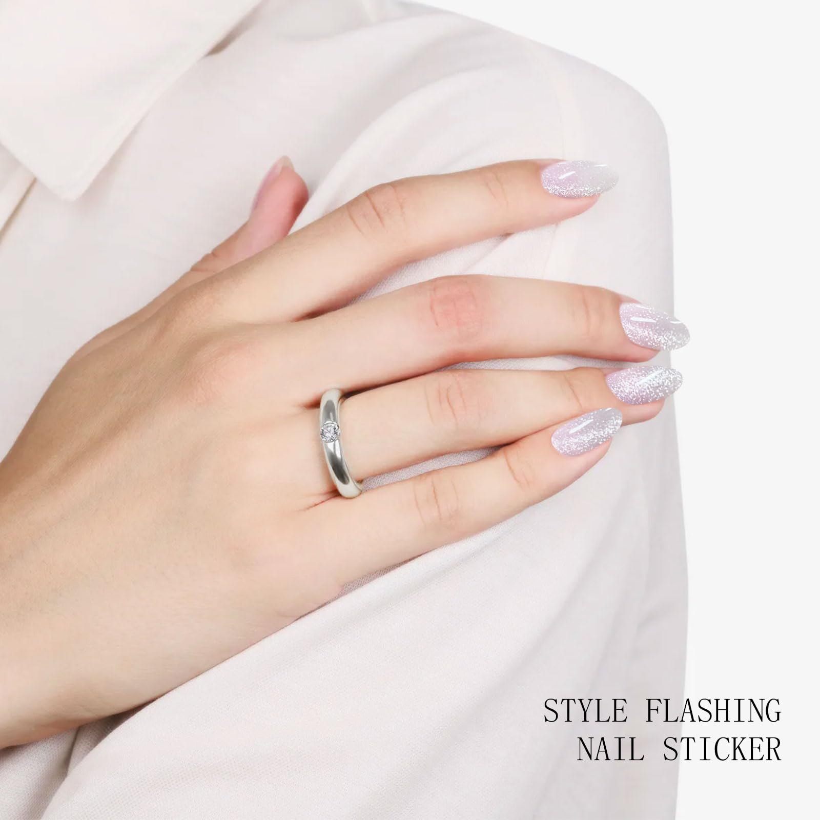 jmeowio applying strip on nail, demonstrates quick at-home use benefit