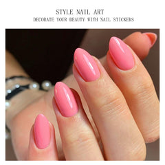jmeowio applying gel nail sticker to finger for fast salon-quality manicure at home