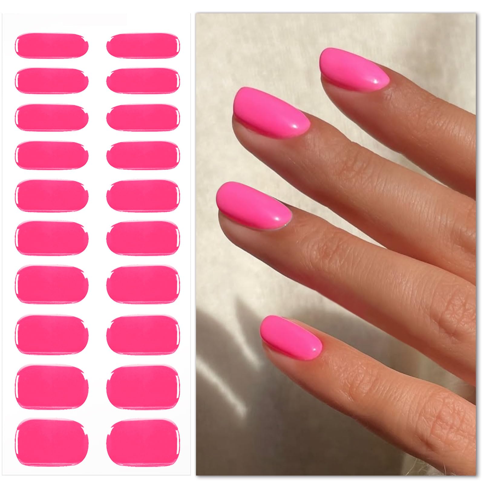 jmeowio front packaging showing bright pink gel strips and included tools for quick application