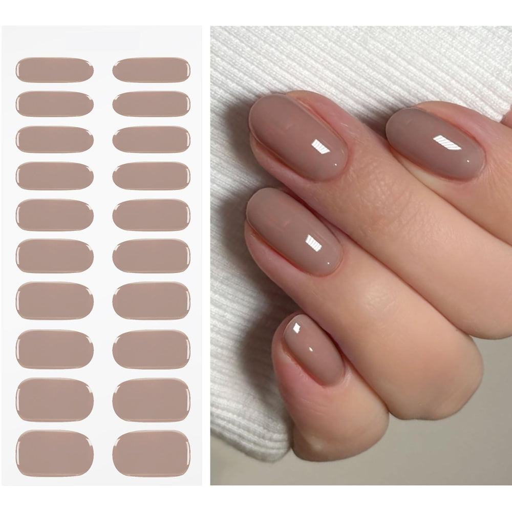 jmeowio front packaging showing coffee gel nail sticker set and benefits