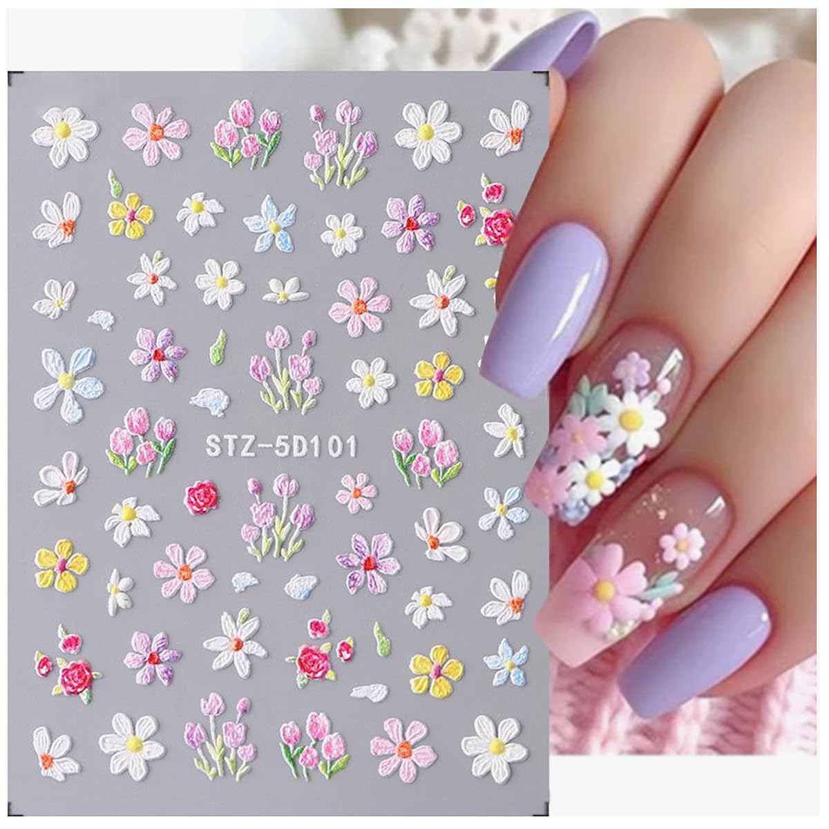 jmeowio embossed detail showing raised 5D flower texture for realistic depth