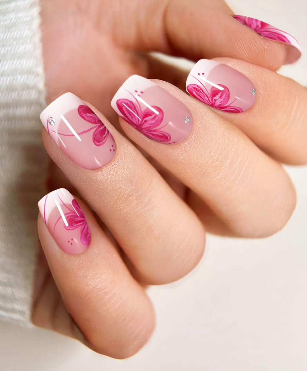 jmeowio front packaging showing flower French tip design and clear presentation, selling convenience