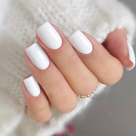jmeowio product box showing white gel nail strips and accessories for easy use