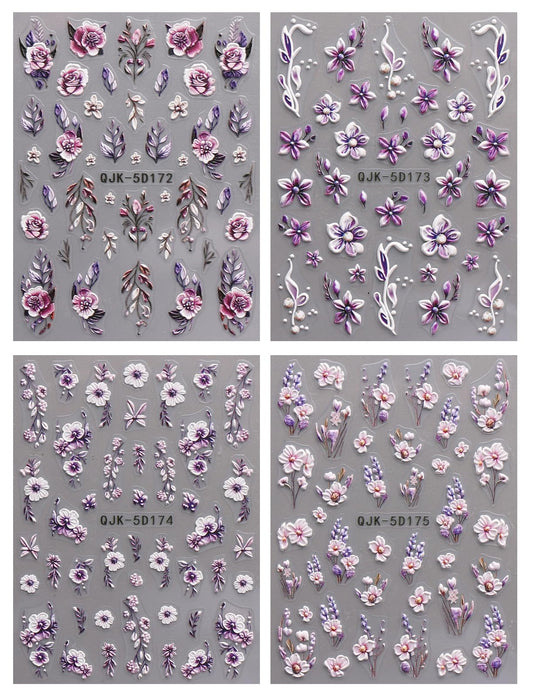 jmeowio sheet close-up displaying varied floral patterns and easy-to-peel backing