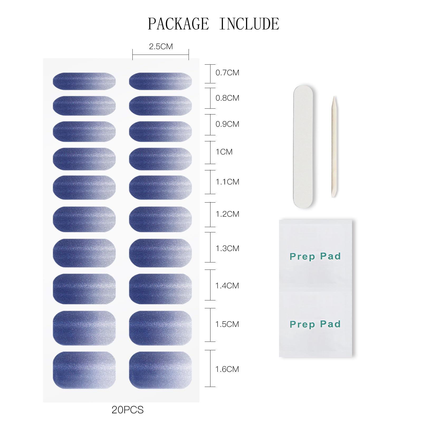 jmeowio strip sizes laid out for scale showing variety and customizable fit benefit