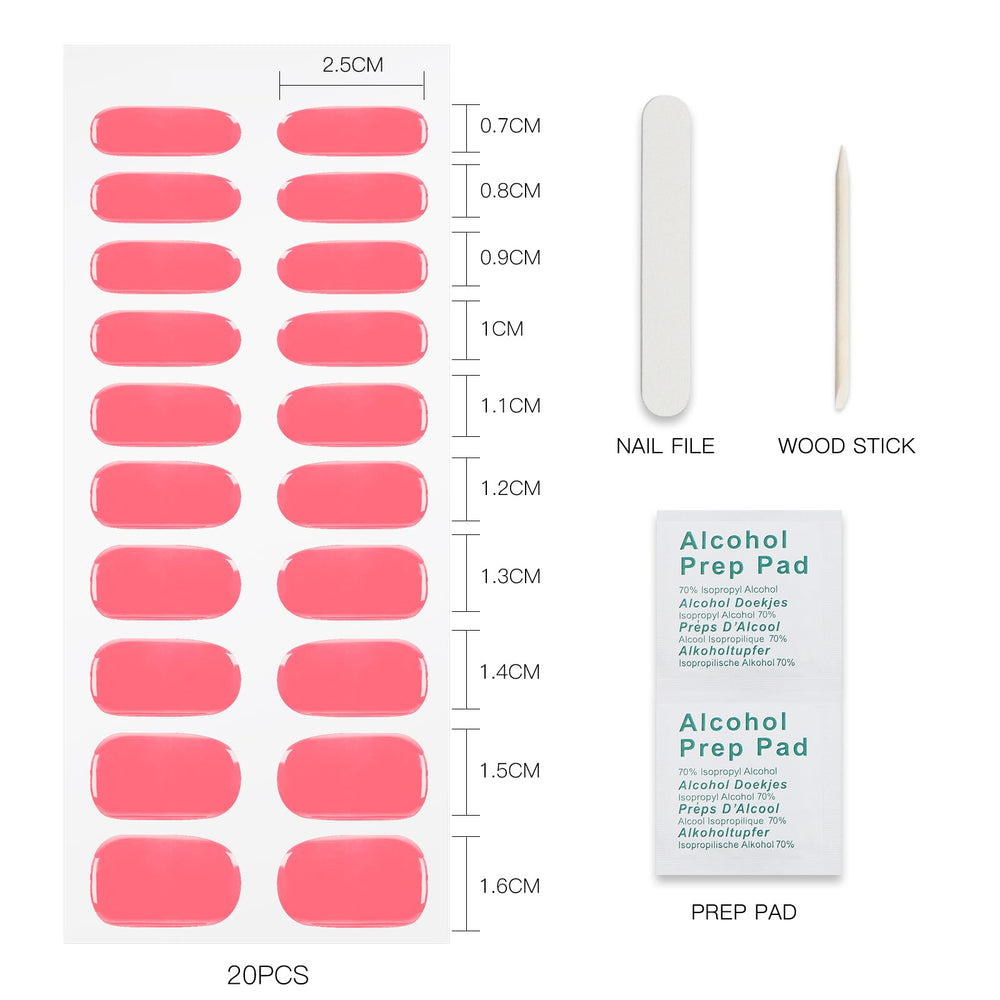 jmeowio array of nail strip sizes laid out to show fit options for varied nail shapes