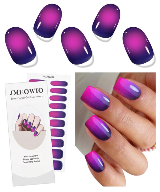 jmeowio closeup of gel strip texture demonstrating smooth shine and long wear benefit