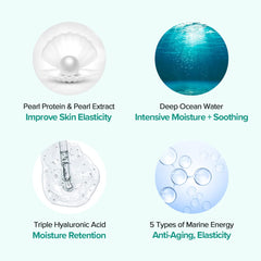 JMsolution model wearing sheet mask demonstrating soothing application