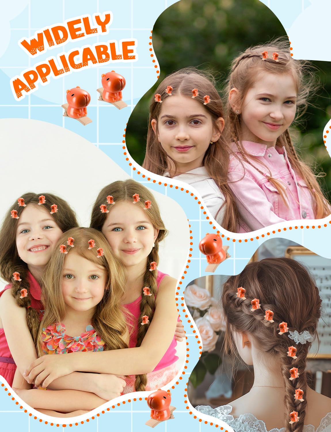 JMZYJZH capybara clip worn in hair demonstrating secure hold