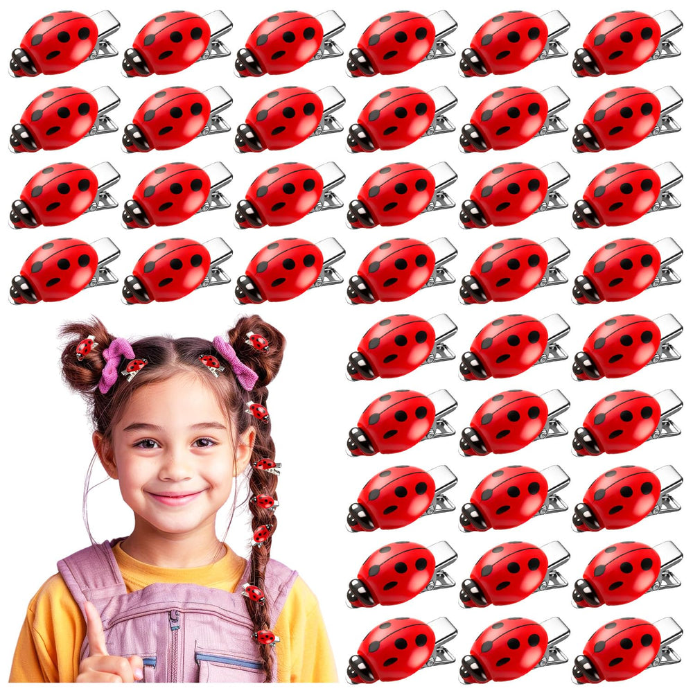 JMZYJZH front pack showing 42 red ladybug clips and value pack benefit