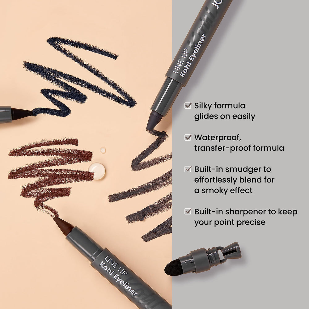 JOAH Line UP Kohl Charcoal creamy texture close-up illustrating smooth, pigmented glide