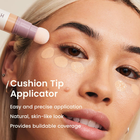 JOAH concealer cushion applicator close-up demonstrating gentle, precise application
