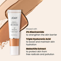 JOAH swatch of tan neutral shade on arm illustrating true color match and evenness